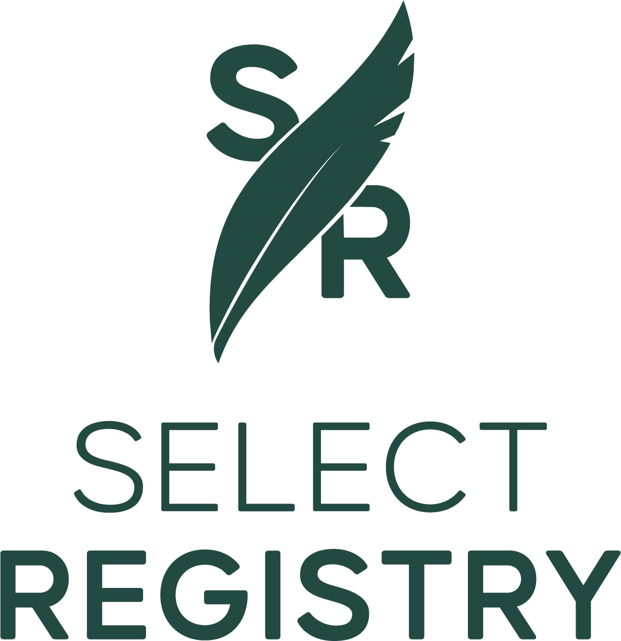 Logo of Select Registry featuring the initials "SR" intertwined with a leaf design.